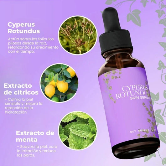 FluvéaSkin® - Vello más fino y menos visible con Raiz de Cyperus Rotundus